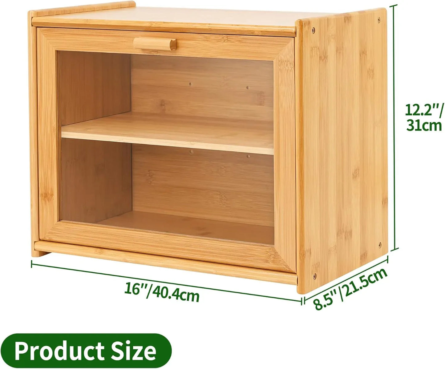 Double Layer Bamboo Bread Box for Kitchen Counter with Large Capacity and Transparent Window - Mekamart Australia