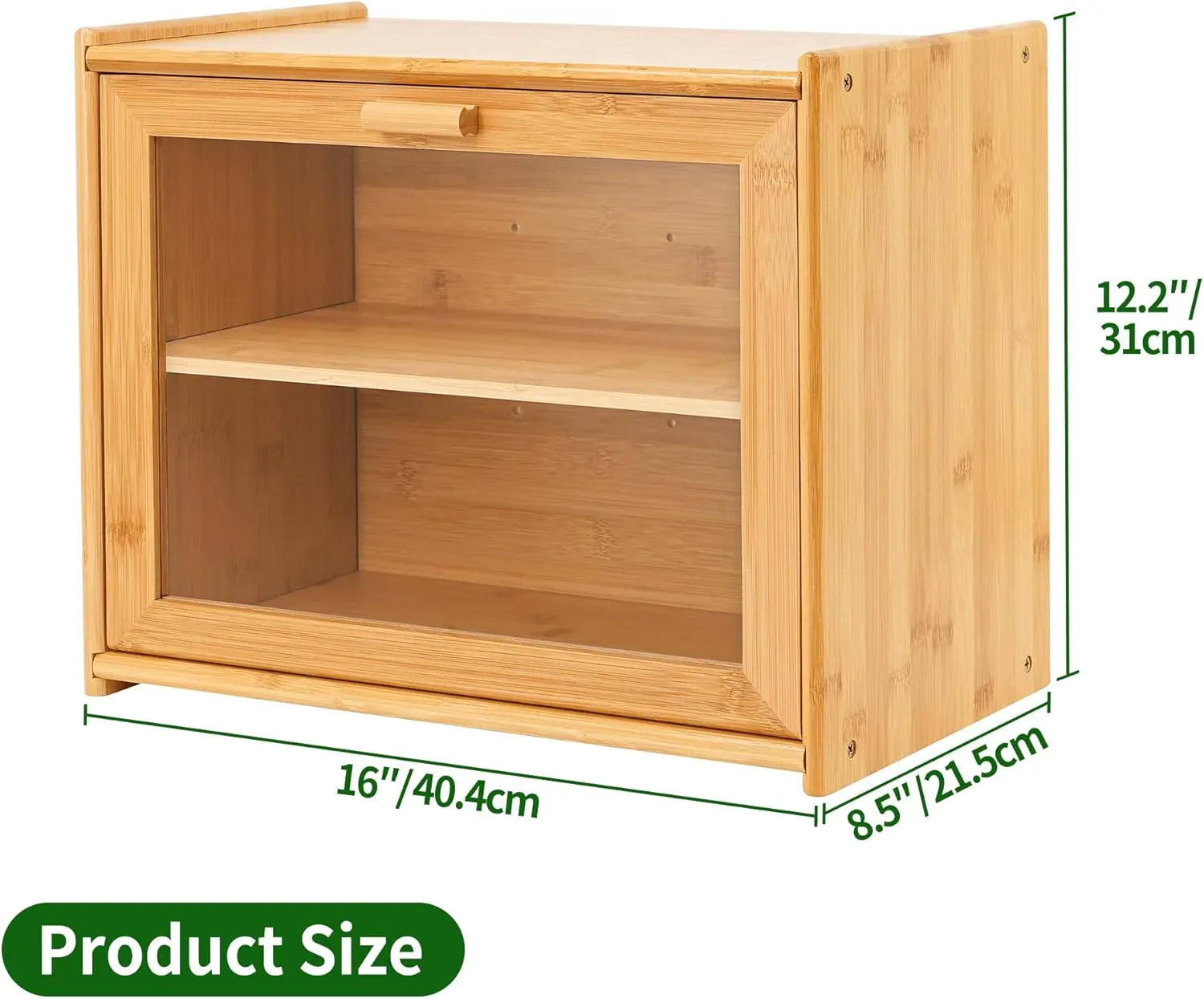 Double Layer Bamboo Bread Box for Kitchen Counter with Large Capacity and Transparent Window - Mekamart Australia