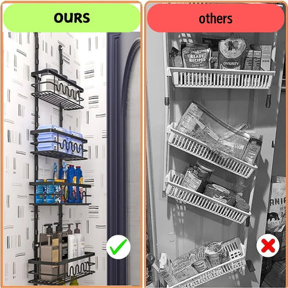 4 Tier Adjustable Baskets Over Door Pantry Organiser for Home Kitchen - Mekamart Australia