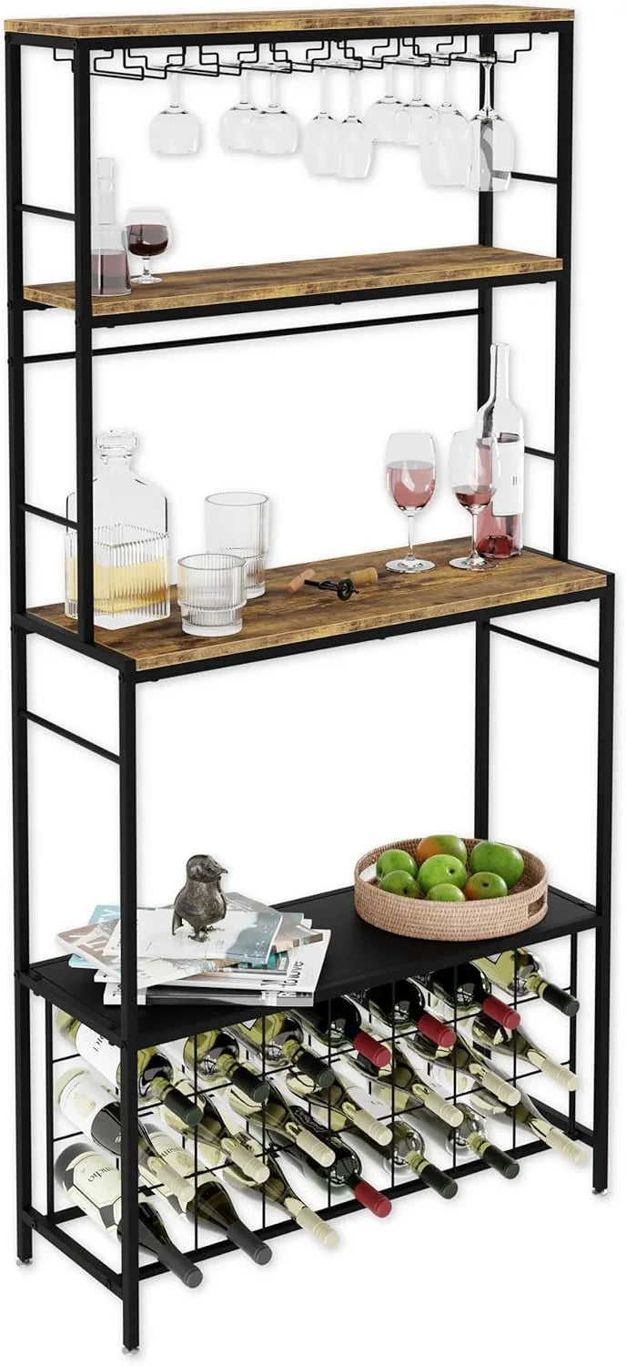 CARLA HOME Large Wine Rack for 20 Bottles with Wood Countertop and Sturdy Metal Frame - Mekamart Australia