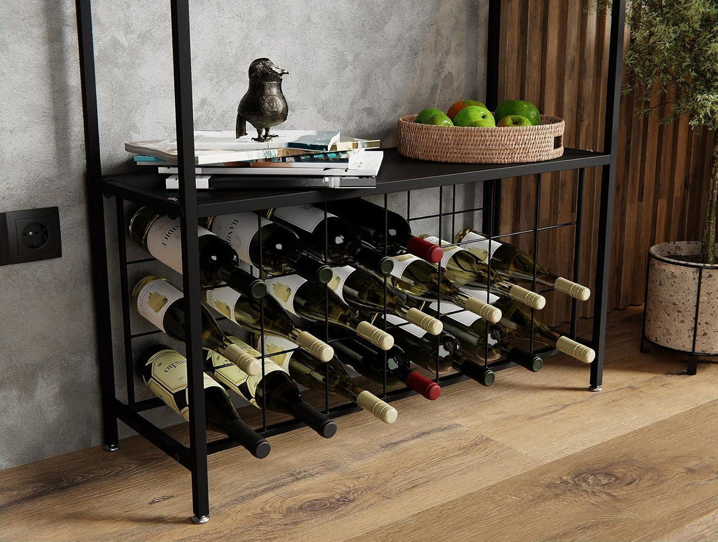 CARLA HOME Large Wine Rack for 20 Bottles with Wood Countertop and Sturdy Metal Frame - Mekamart Australia