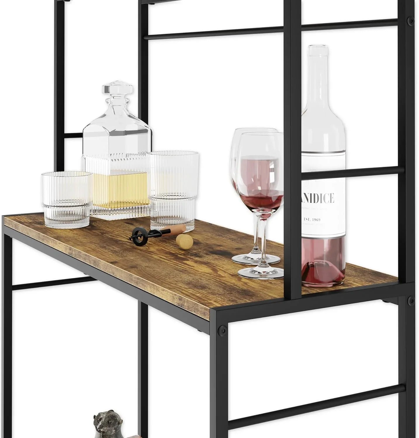 CARLA HOME Large Wine Rack for 20 Bottles with Wood Countertop and Sturdy Metal Frame - Mekamart Australia