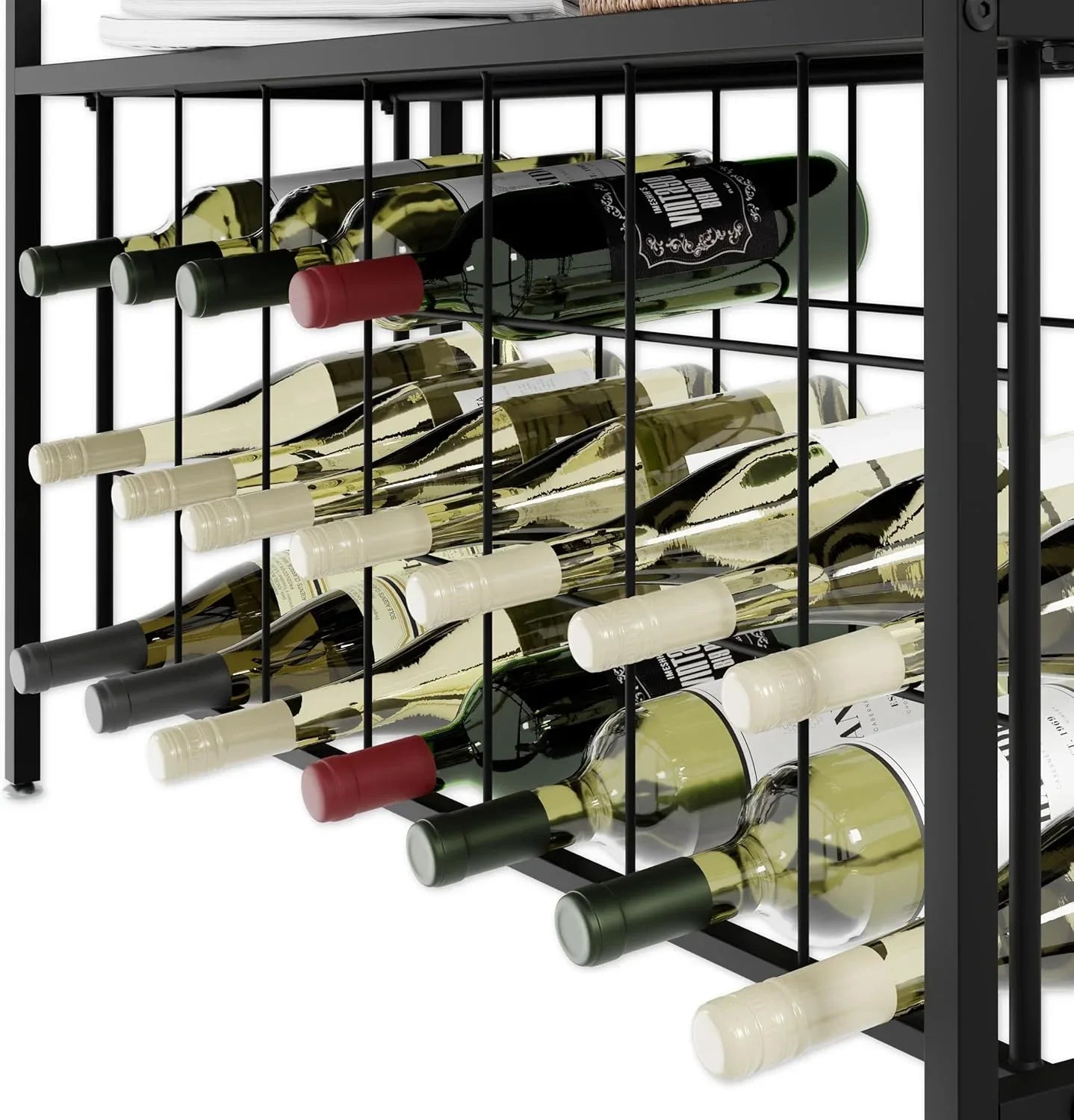 CARLA HOME Large Wine Rack for 20 Bottles with Wood Countertop and Sturdy Metal Frame - Mekamart Australia