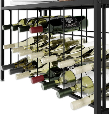 CARLA HOME Large Wine Rack for 20 Bottles with Wood Countertop and Sturdy Metal Frame - Mekamart Australia
