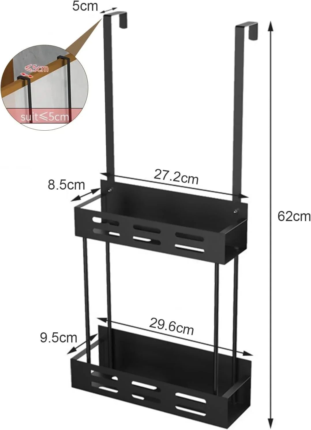 CARLA HOME Over the Door 2-tier Shower Caddy Organizer Shelf with Hooks for Bathroom - Mekamart Australia