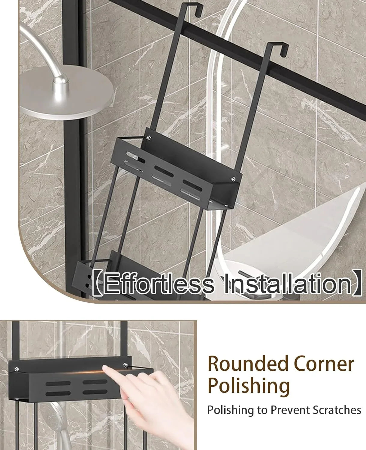 CARLA HOME Over the Door 2-tier Shower Caddy Organizer Shelf with Hooks for Bathroom - Mekamart Australia