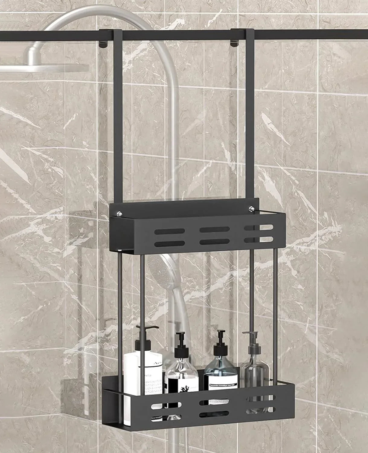 CARLA HOME Over the Door 2-tier Shower Caddy Organizer Shelf with Hooks for Bathroom - Mekamart Australia