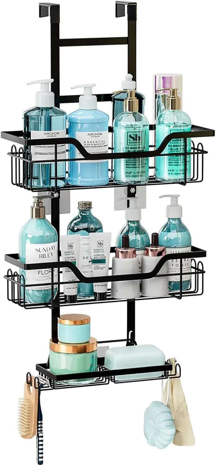 CARLA HOME Over the Door 3-tier Shower Caddy Organizer Shelf with Hooks for Bathroom - Mekamart Australia