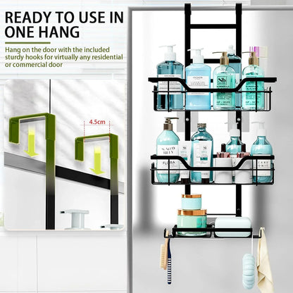 CARLA HOME Over the Door 3-tier Shower Caddy Organizer Shelf with Hooks for Bathroom - Mekamart Australia
