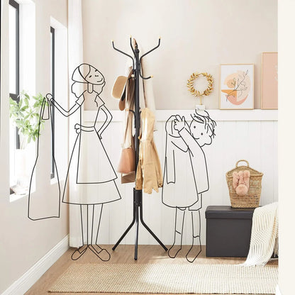 Metal Coat Rack Stand Hat Hanger, Black, 182cm - Mekamart Australia