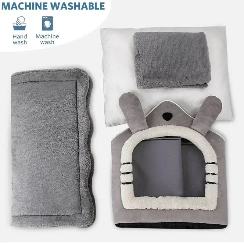 Soft Indoor Dog House & Bed, Washable Grey - Mekamart Australia