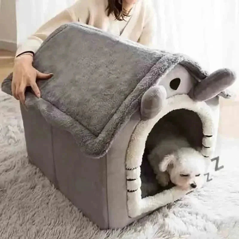 Soft Indoor Dog House & Bed, Washable Grey - Mekamart Australia