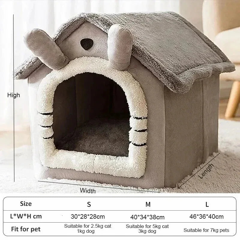 Soft Indoor Dog House & Bed, Washable Grey - Mekamart Australia