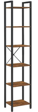 Small 6-Tier Industrial Bookshelf, Rustic Brown, Black - Mekamart Australia