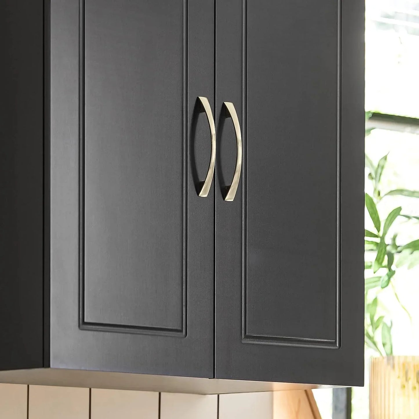 Wall Storage Cabinet Double Doors, Black - Mekamart Australia