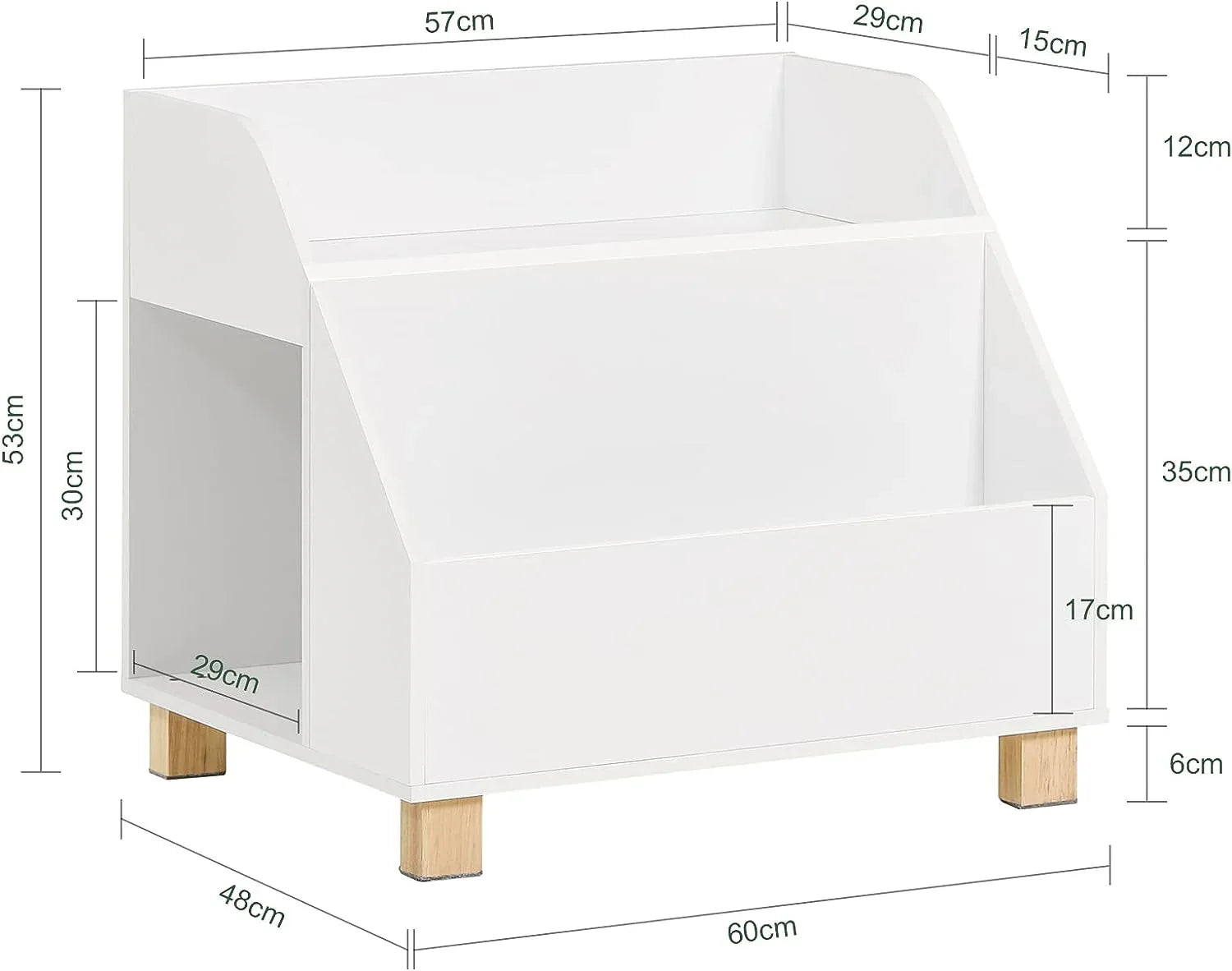 Kids Storage Bookcase 3 Compartments, White - Mekamart Australia