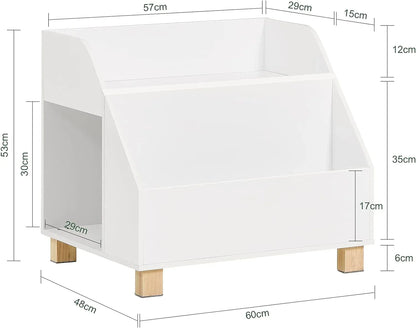 Kids Storage Bookcase 3 Compartments, White - Mekamart Australia