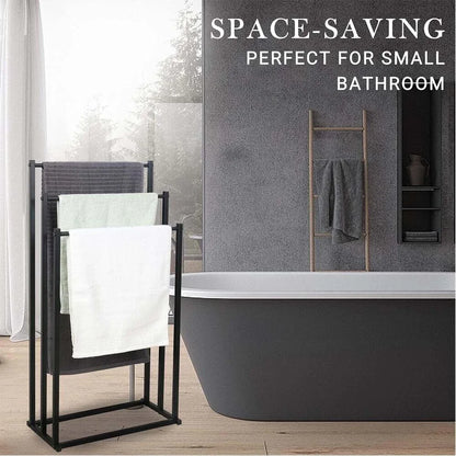3 Tier Metal Towel Rack Freestanding Bathroom Organizer Rail - Mekamart Australia