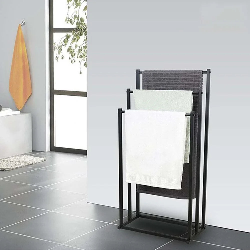 3 Tier Metal Towel Rack Freestanding Bathroom Organizer Rail - Mekamart Australia