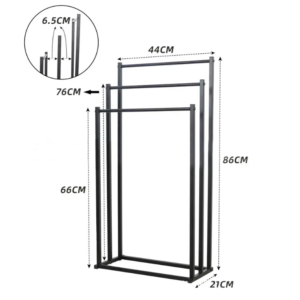 3 Tier Metal Towel Rack Freestanding Bathroom Organizer Rail - Mekamart Australia