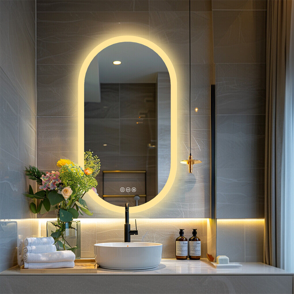 1000x500mm LED Bathroom Mirror Oval Anti-Fog Dimmable Wall Mount
