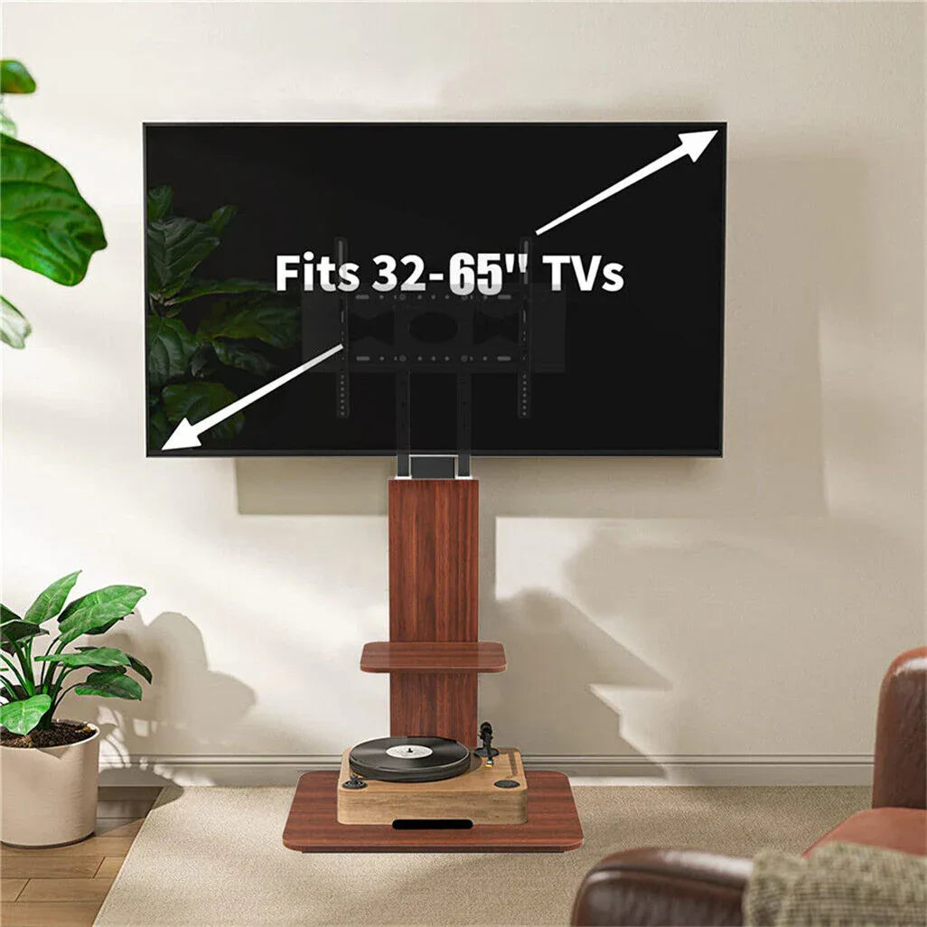 Heavy Duty TV Floor Stand Adjustable Mount 65 Black Brown - Mekamart Australia