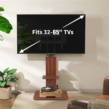 Heavy Duty TV Floor Stand Adjustable Mount 65 Black Brown - Mekamart Australia