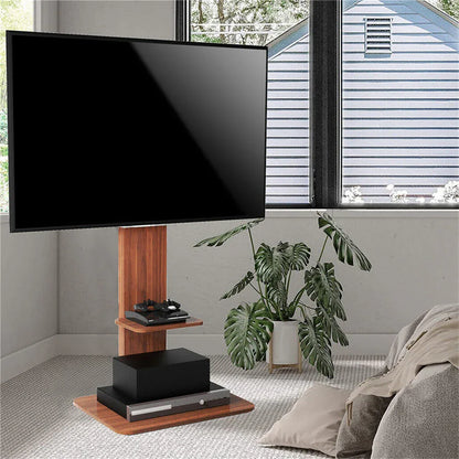 Heavy Duty TV Floor Stand Adjustable Mount 65 Black Brown - Mekamart Australia