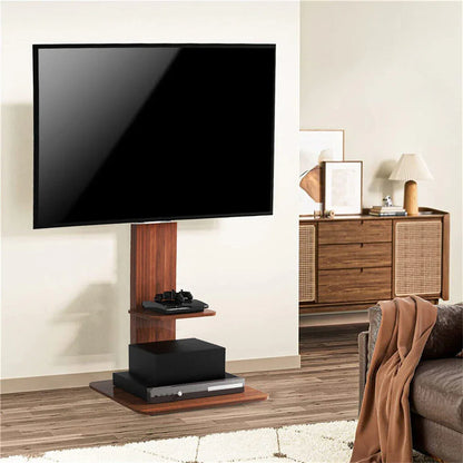 Heavy Duty TV Floor Stand Adjustable Mount 65 Black Brown - Mekamart Australia