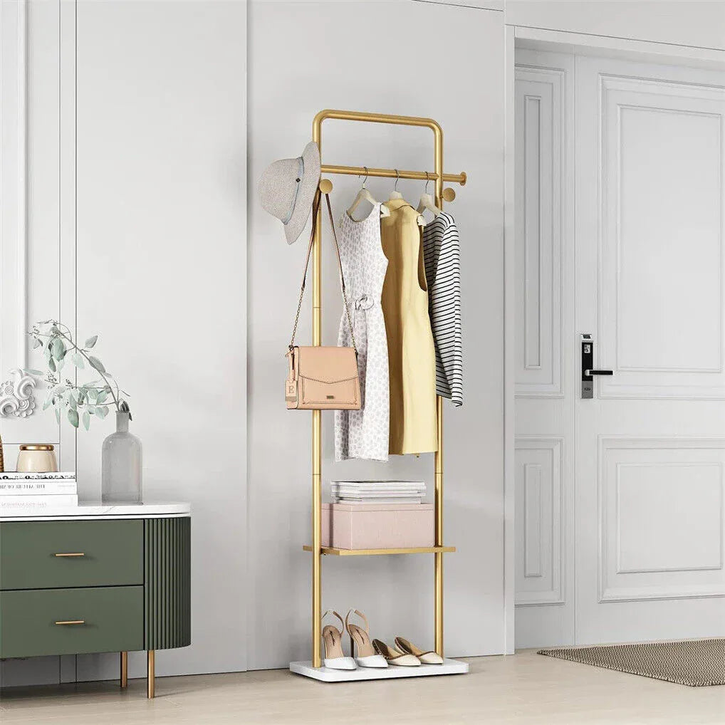 Gold Metal Coat Rack Stand Granite Base Hall Tree - Mekamart Australia
