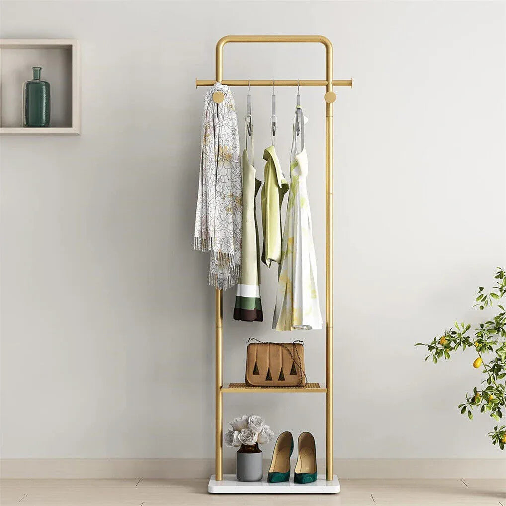 Gold Metal Coat Rack Stand Granite Base Hall Tree - Mekamart Australia