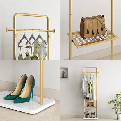 Gold Metal Coat Rack Stand Granite Base Hall Tree - Mekamart Australia