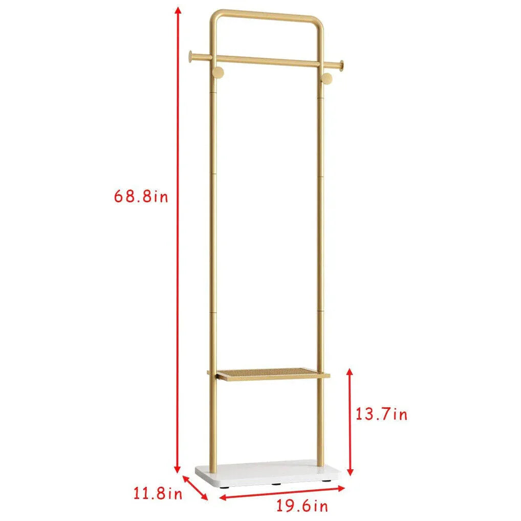 Gold Metal Coat Rack Stand Granite Base Hall Tree - Mekamart Australia