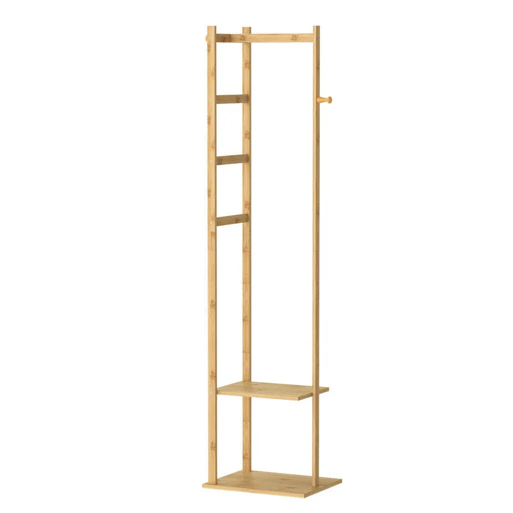 Bamboo Coat & Hat Rack Stand Shoe Shelf Thicken Wooden Hanger - Mekamart Australia