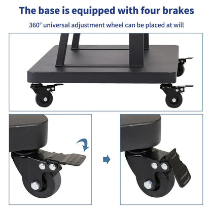 32-80 Rolling TV Stand with 2-Tier Shelf Adjustable Mount - Mekamart Australia
