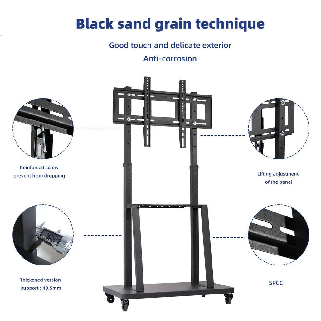 32-80 Rolling TV Stand with 2-Tier Shelf Adjustable Mount - Mekamart Australia