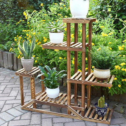 5-Tier Wooden Plant Stand Flower Display Shelf Indoor Outdoor Garden - Mekamart Australia