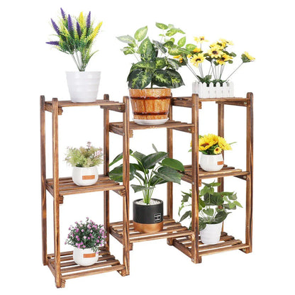 8-Tier Wooden Plant Stand Outdoor Indoor Garden Shelf - Mekamart Australia