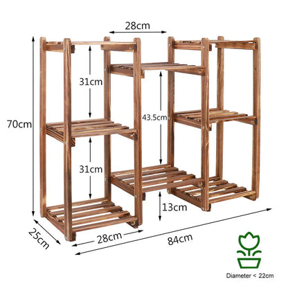 8-Tier Wooden Plant Stand Outdoor Indoor Garden Shelf - Mekamart Australia