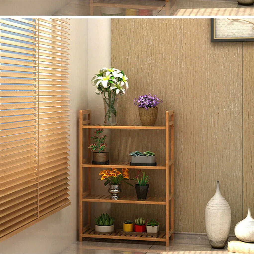 Bamboo 4 Tier Shelving Unit Kitchen Bedroom Bookshelf - Mekamart Australia