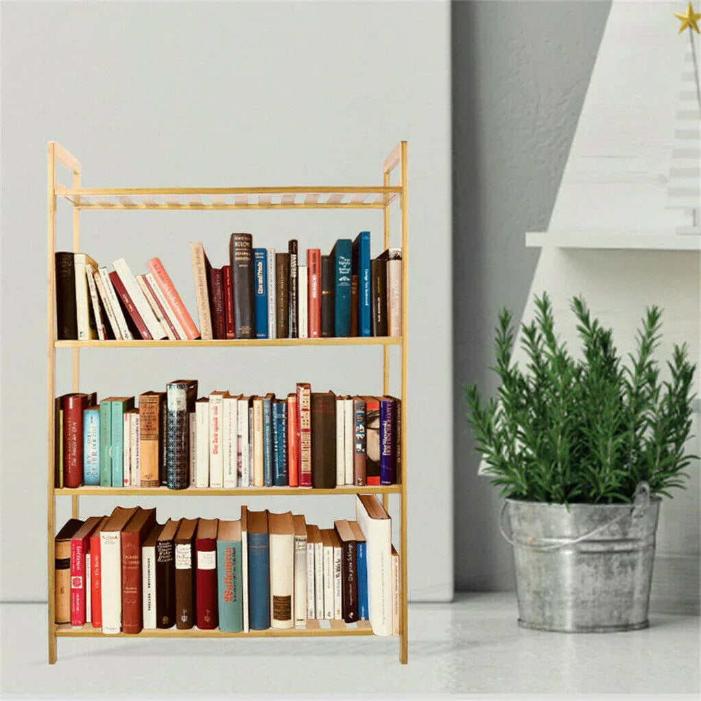 Bamboo 4 Tier Shelving Unit Kitchen Bedroom Bookshelf - Mekamart Australia
