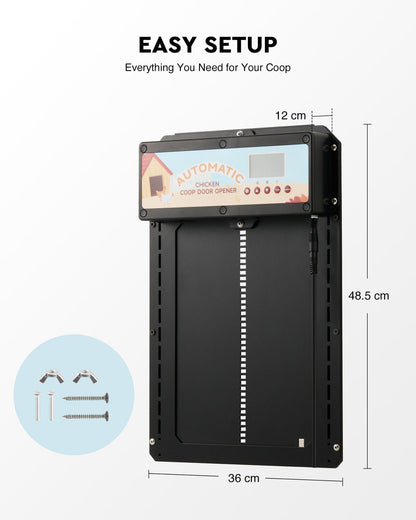 Automatic Chicken Coop Door Solar/Battery/AC 6W Aluminum Copper