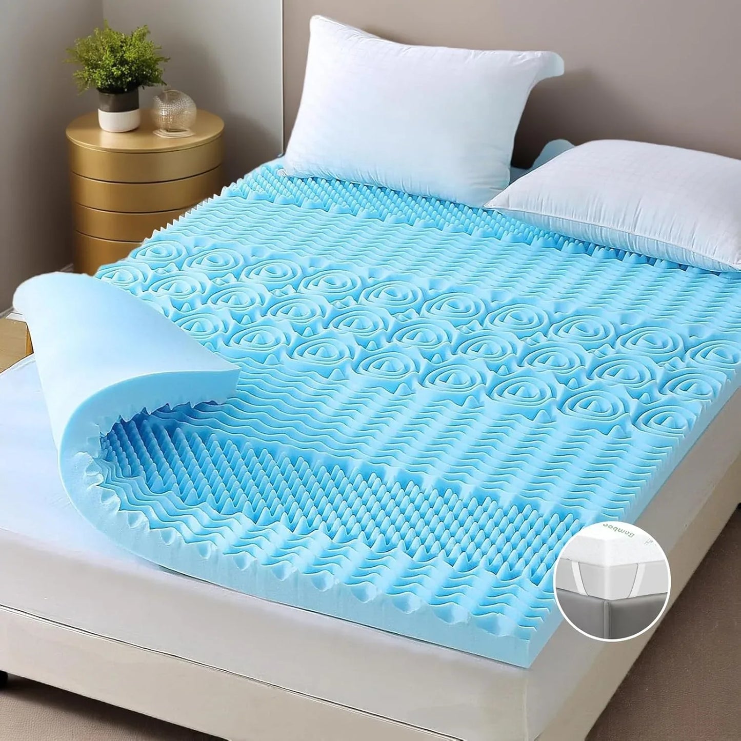 Single Memory Foam Mattress Topper 7-Zone Bamboo Cover Breathable - Mekamart Australia