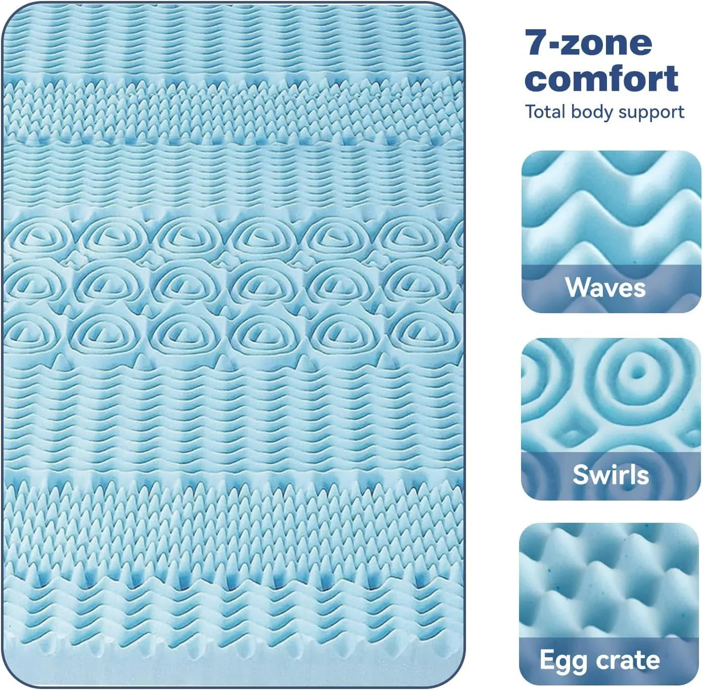 Single Memory Foam Mattress Topper 7-Zone Bamboo Cover Breathable - Mekamart Australia