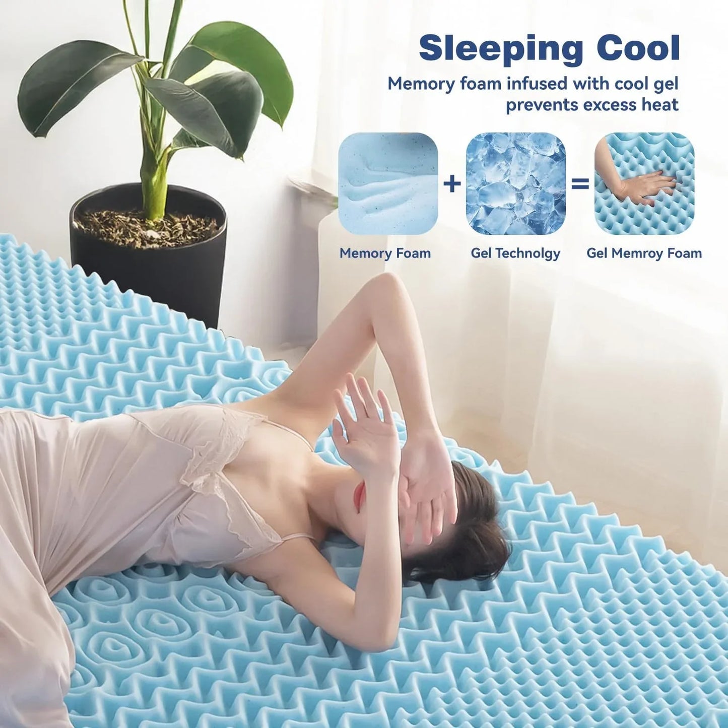 Double Bamboo Memory Foam Mattress Topper 7-Zone 8cm - Mekamart Australia