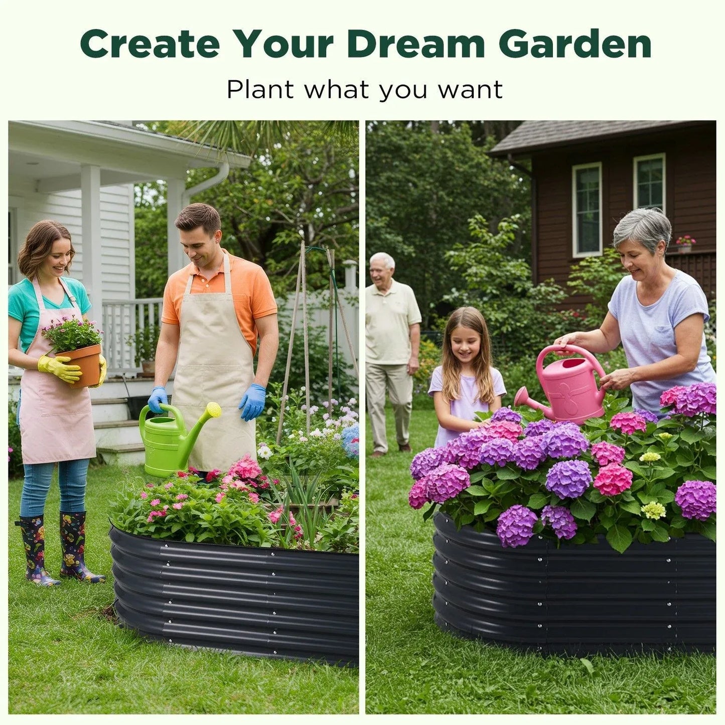 Oval Raised Garden Bed 160x80x42cm Galvanised Steel Planter - Mekamart Australia
