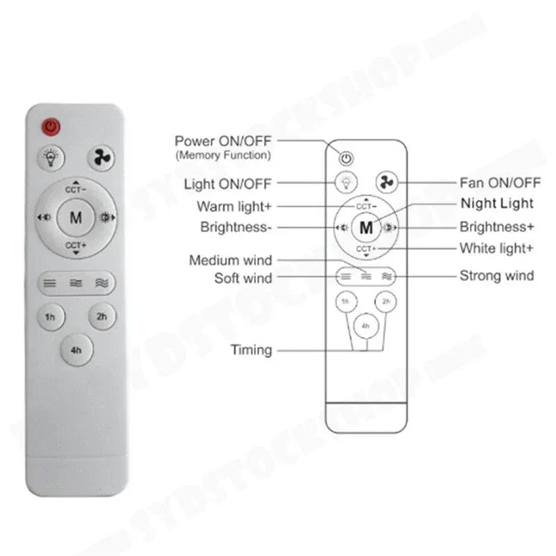 16.5 Ceiling Fan with LED Light 3-Speed Remote Control - Mekamart Australia