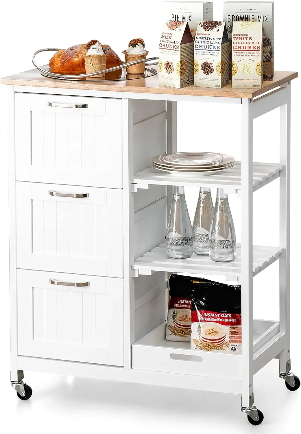 Kitchen Island on Wheels with Storage - Mekamart Australia