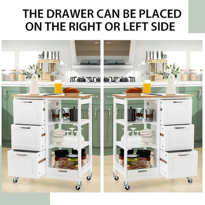 Kitchen Island on Wheels with Storage - Mekamart Australia