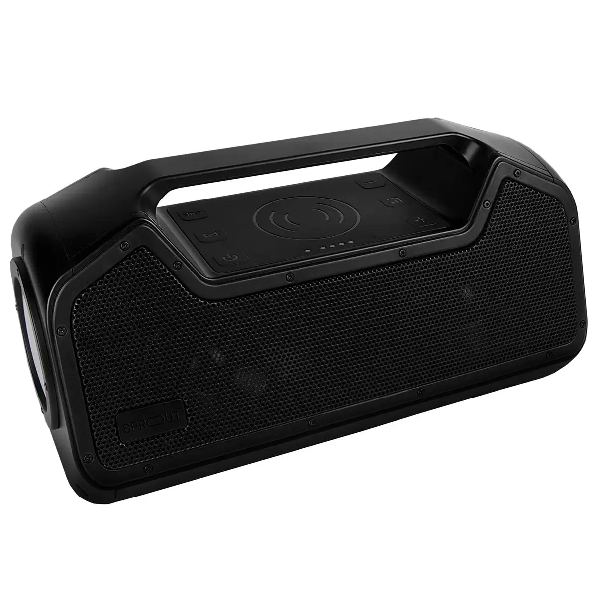 Portable Bluetooth Speaker Black with 40W Output, IP67 Waterproof, Wireless Charging, and 15,600mAh Battery